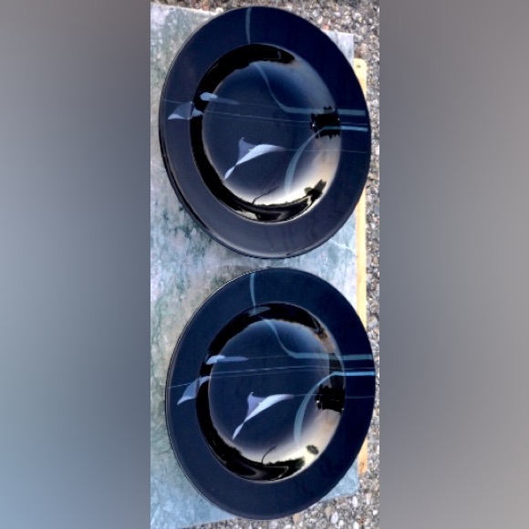 Vintage (set of 2) Discontinued Mikasa Galleria OPUS BLACK 9.5" Soup Salad Bowls - Picture 5 of 10